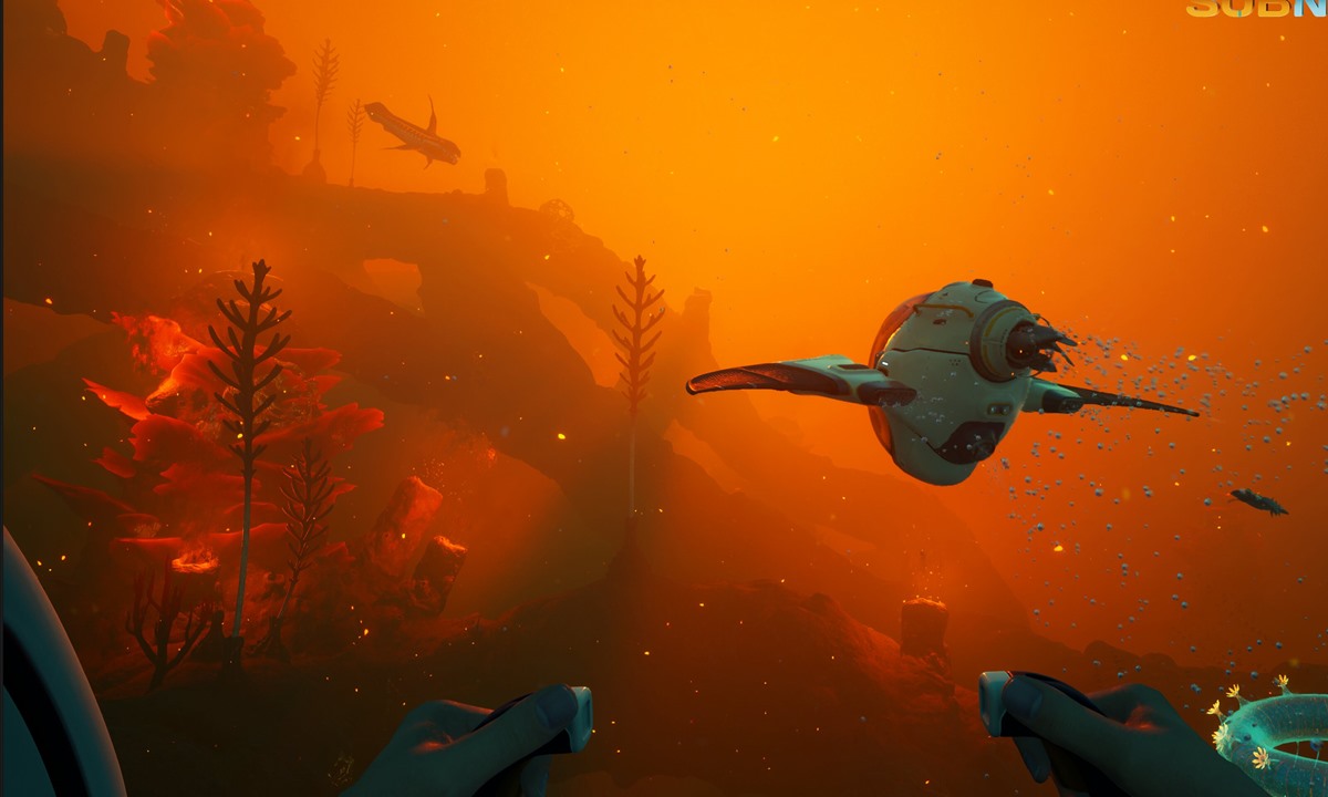 Subnautica 2 Titanium route preview with a calm resource gathering scene.