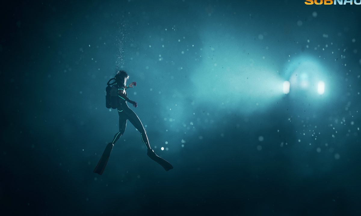 Official Subnautica 2 deep route screenshot showing darker water and stronger pressure.